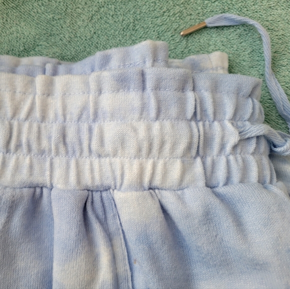 Zac & Rachel blue white super soft wide leg draw string Lounge pant Large - Picture 3 of 7